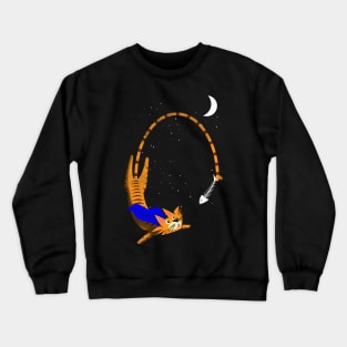 Cute Superhero Adorable Cat Eating Fishbone Gift For Cat Lovers Crewneck Sweatshirt